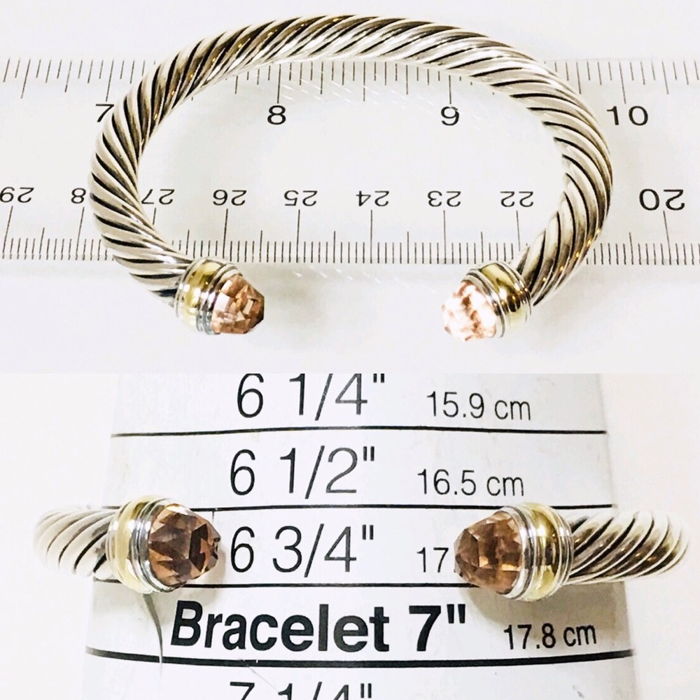 David Yurman 7mm Morganite Cable Cuff Bracelet - Picture 6 of 7